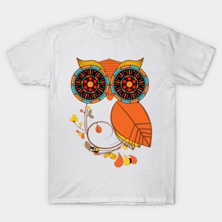 Whimsy Vibrant Owl Design T-Shirt